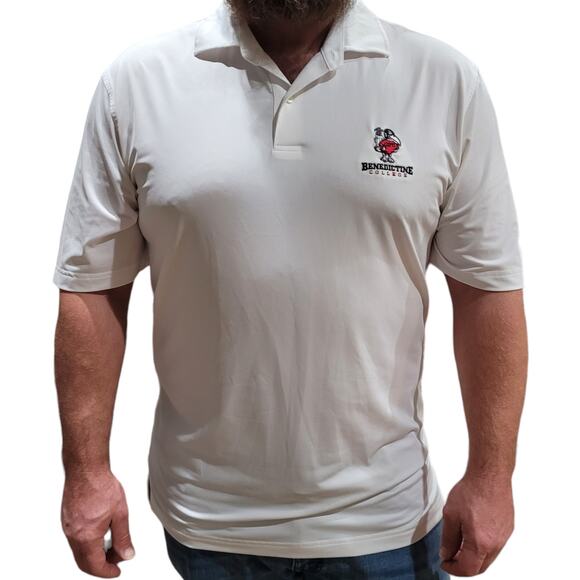 FAIRWAY & GREENE Tech Golf Polo Sz L White Benedictine College 2011 Performance - Picture 1 of 8